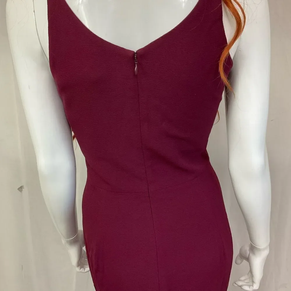 NEW Dress The Population Burgundy Iris Crepe Maxi Formal Gown S